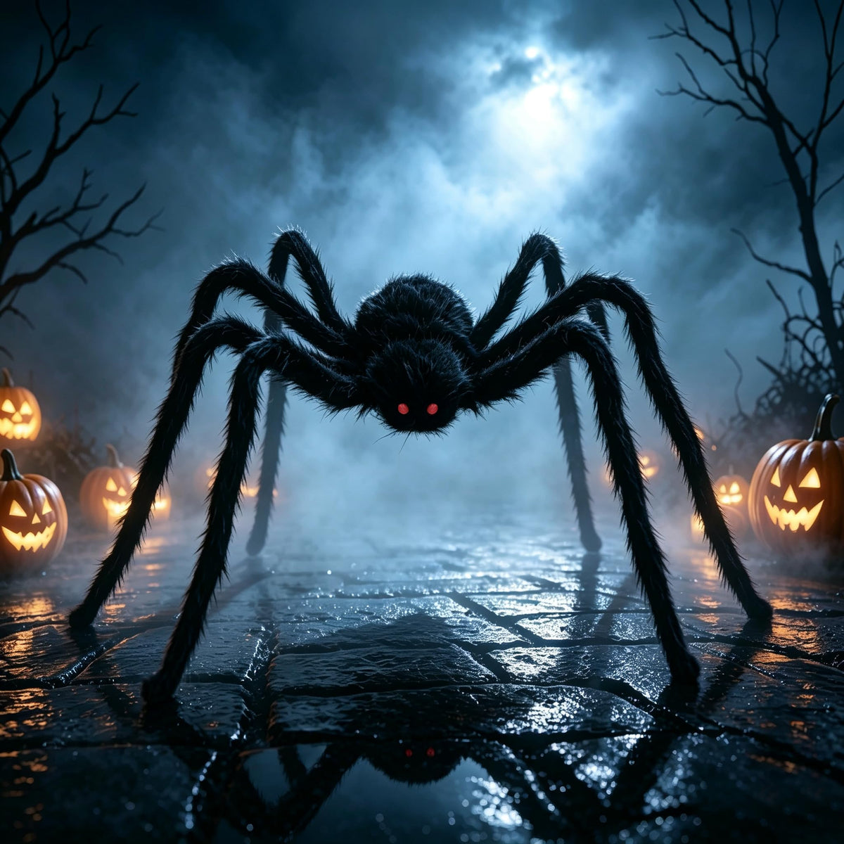 Generic giant spider front view showing full five-foot span and dramatic presence