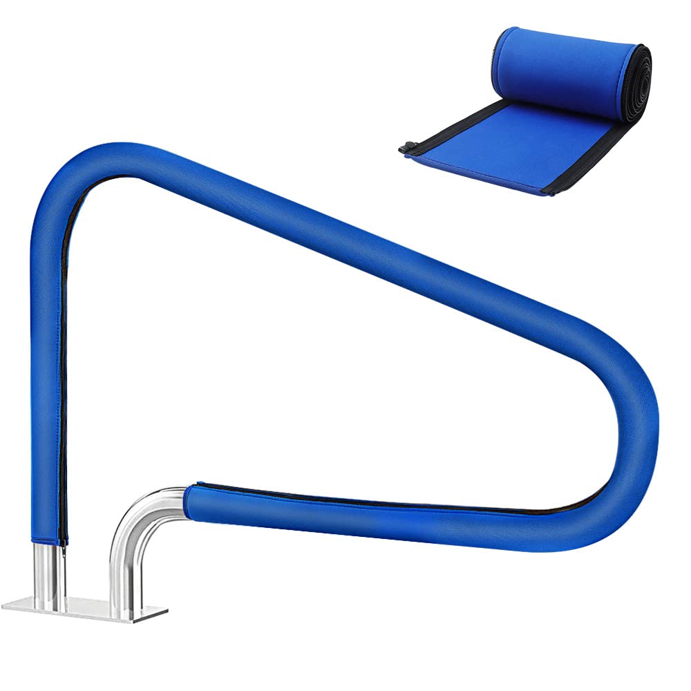 Generic neoprene pool handrail cover front view showing full length and fit benefit