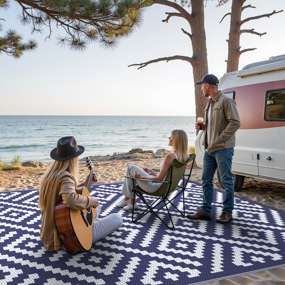 GENIMO rolled rug with strap showing compact portability for travel