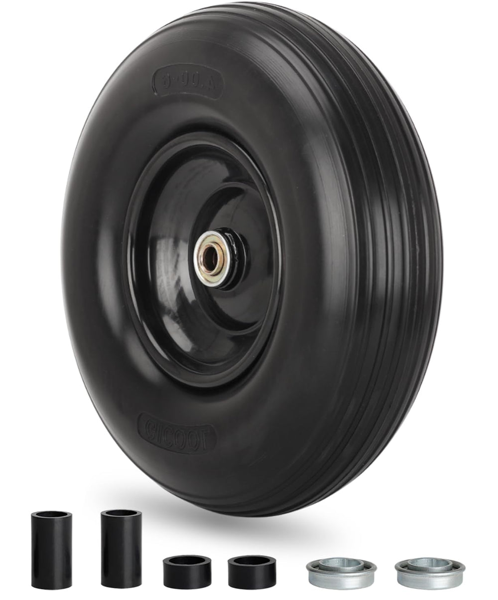 GICOOL front view of complete 4.00-6 wheel assembly showing durable build