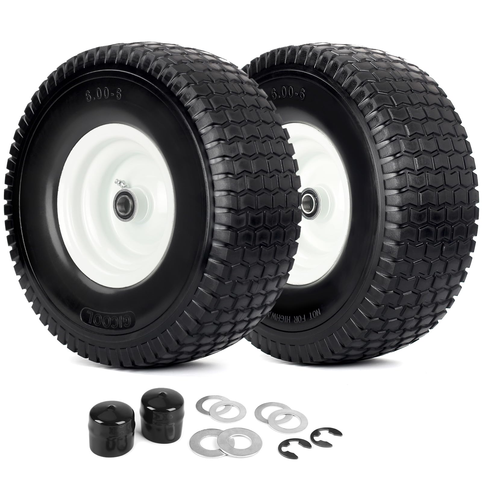 GICOOL front view assembled wheel showing durable rim and solid tire, long-lasting performance