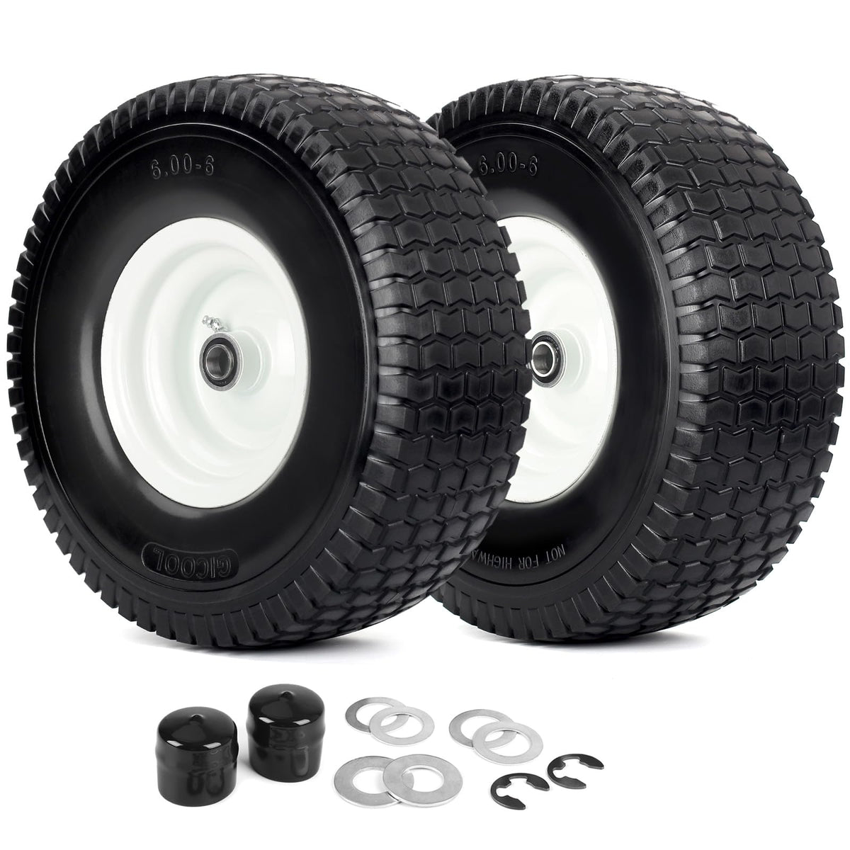 GICOOL front view assembled wheel showing durable rim and solid tire, long-lasting performance