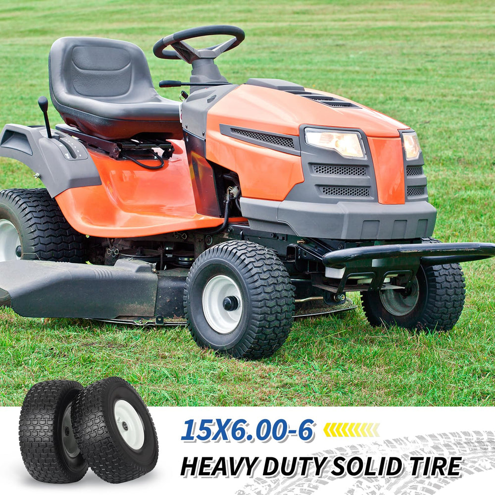 GICOOL wheel mounted on riding mower in yard for maintenance-free operation and reliable traction