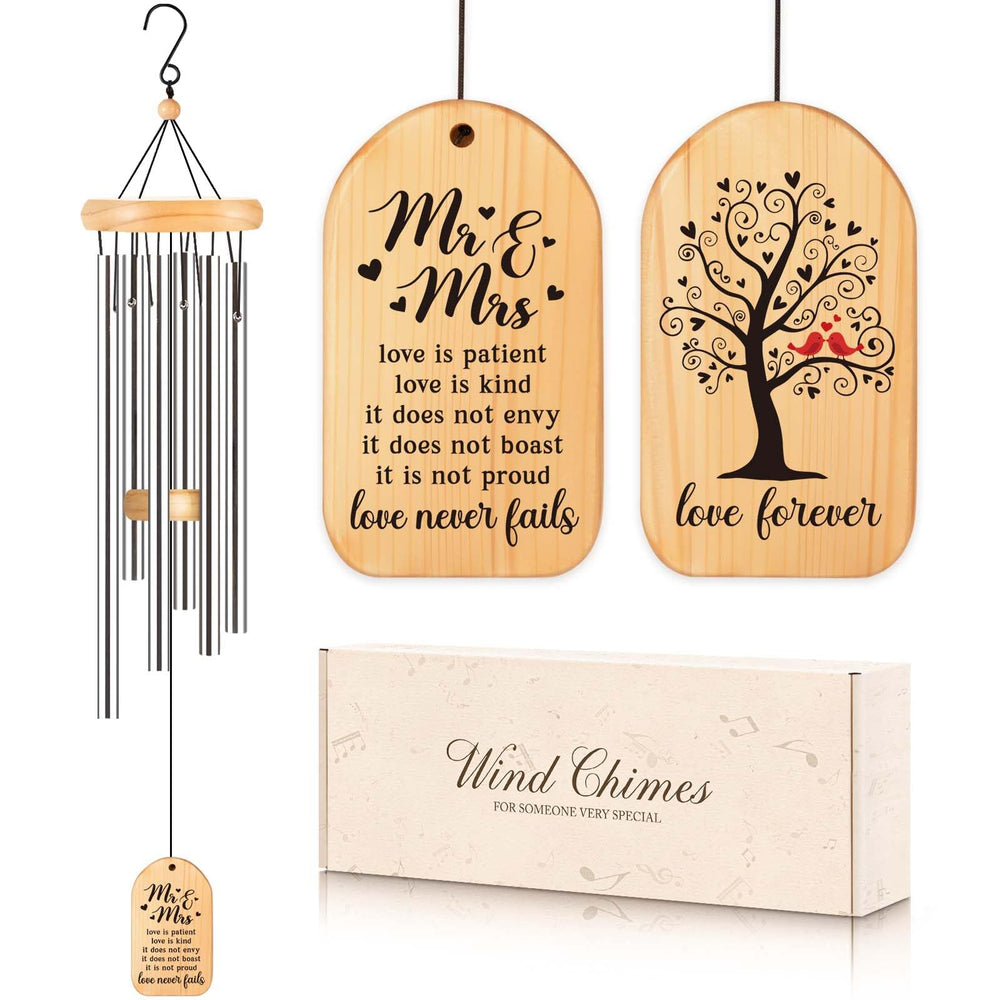 GiftChant front view of wedding wind chime showing love-tree design and paired birds benefit: meaningful décor