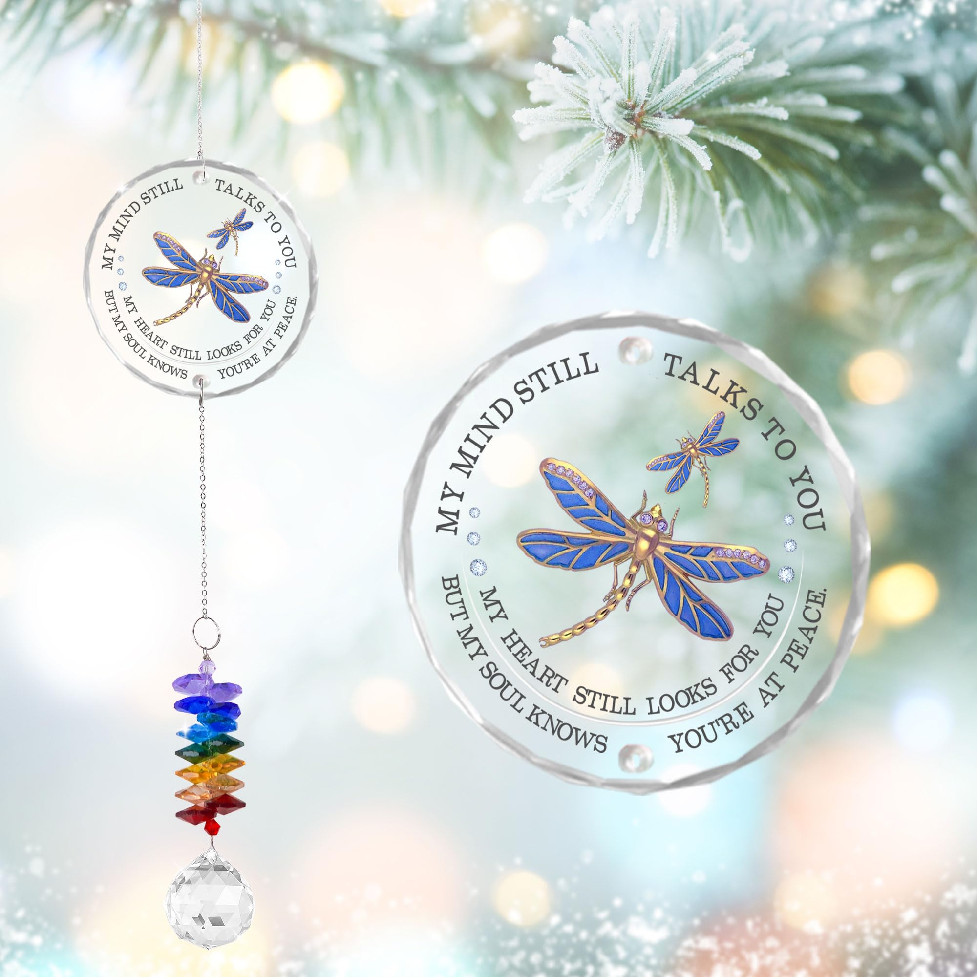 GIFTELIX dragonfly front view showing crystal shape and elegant finish for calming decor