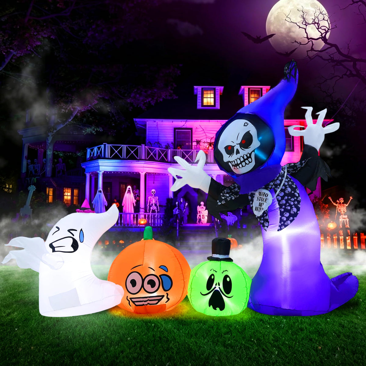 GIFTFIND front view of 8ft inflatable showing bold Halloween design and curb appeal