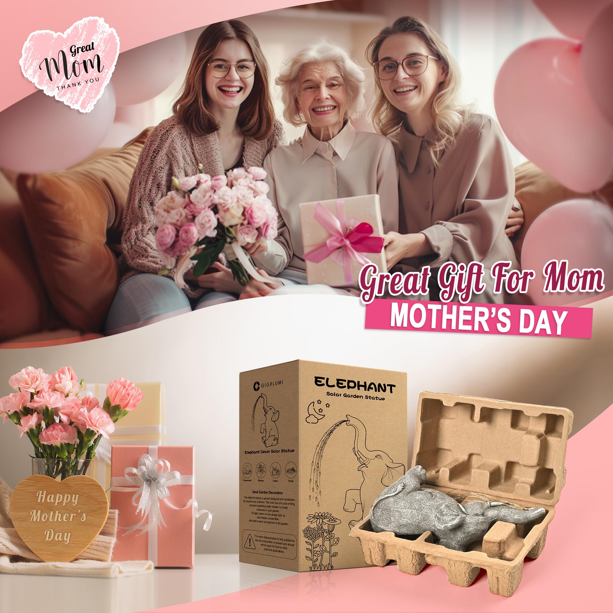 GIGALUMI elephant boxed packaging ready for gifting and easy unboxing