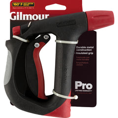 Gilmour nozzle in use rinsing concrete demonstrating adjustable powerful spray