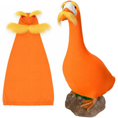 Gilprop porch goose front view showing bright orange outfit and cheerful appeal