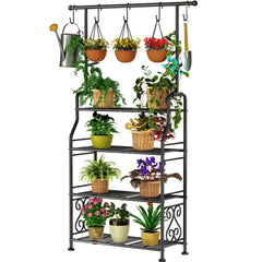 GIOTORENT front view of 4-tier plant stand showing neat multi-plant display and space-saving benefit