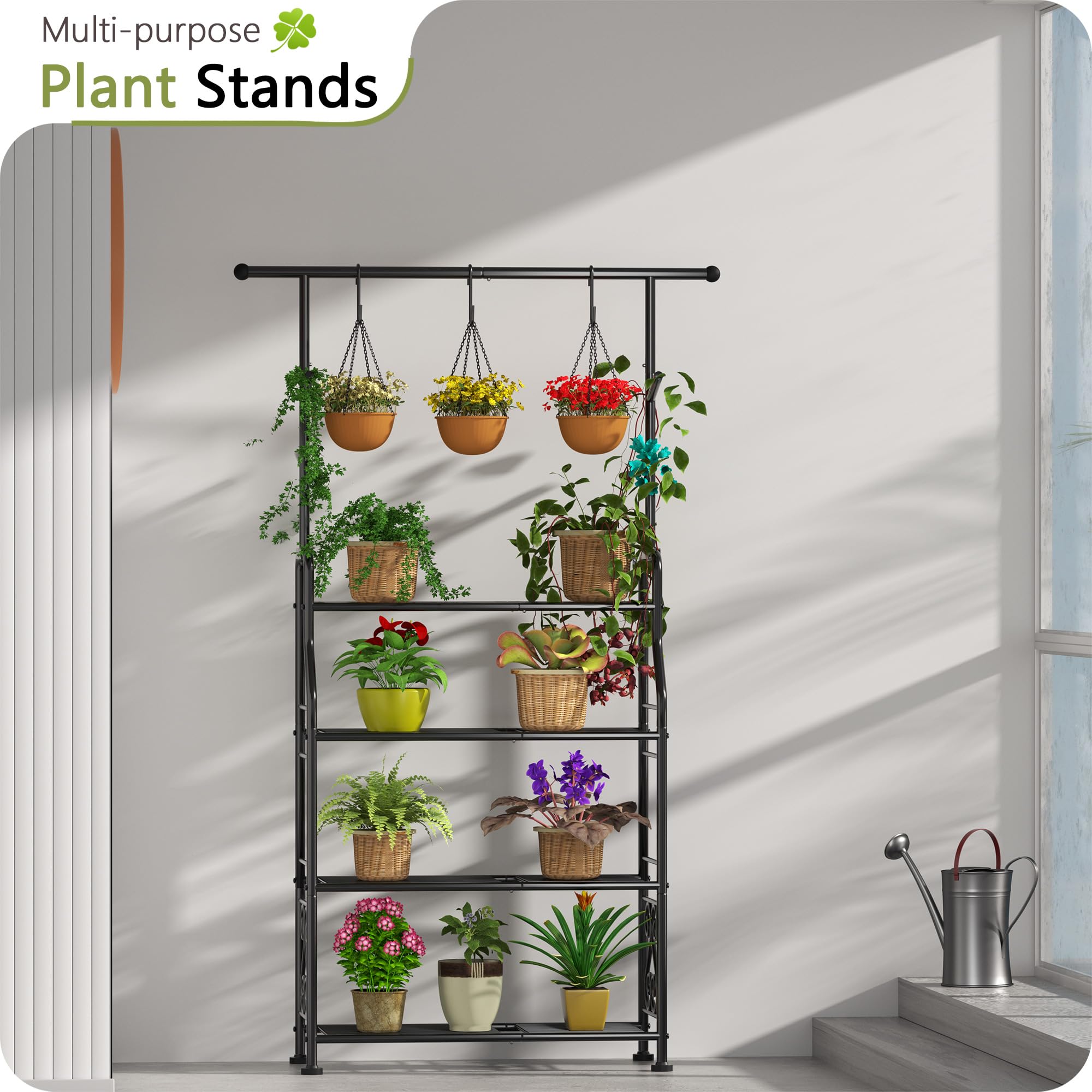 GIOTORENT close-up of shelf bars and guardrails showing secure pot support and durability