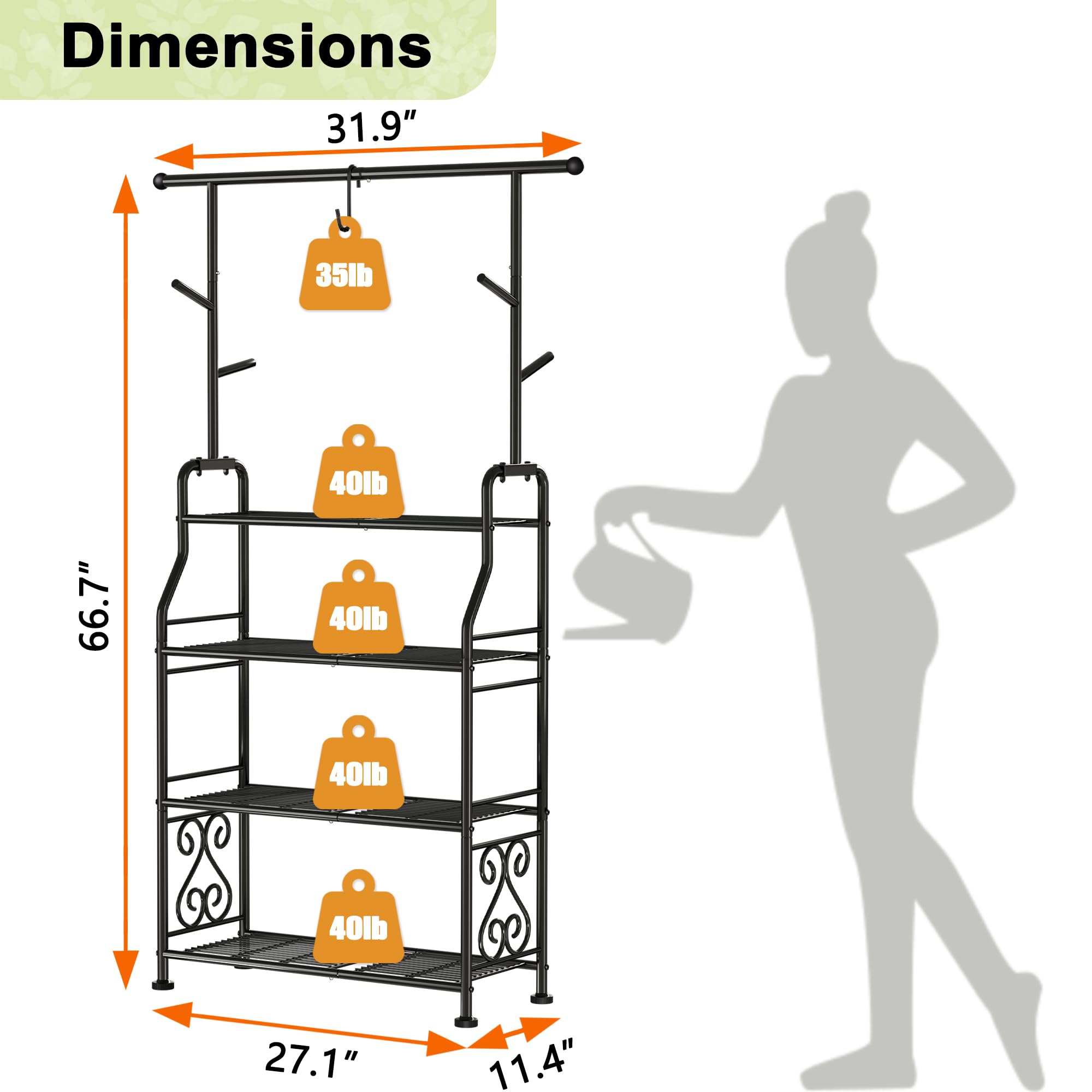 GIOTORENT five integrated hooks with hanging plants showing versatile display and organization
