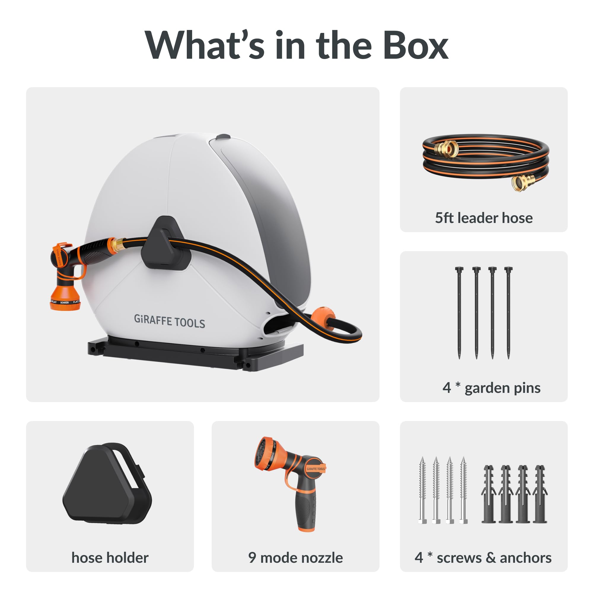 Giraffe Tools size comparison with person beside reel illustrating scale and easy handling