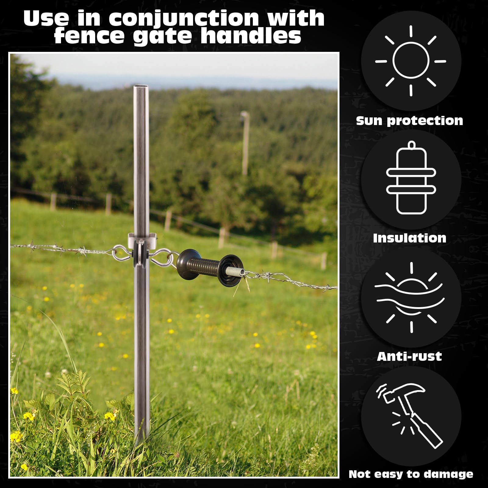 Gisafai clamped on steel T-post illustrating adjustable fit and stable contact