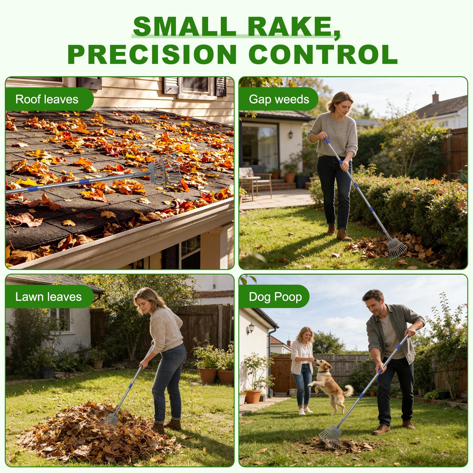 gixmuoiy rake next to shoe to show scale and easy maneuverability