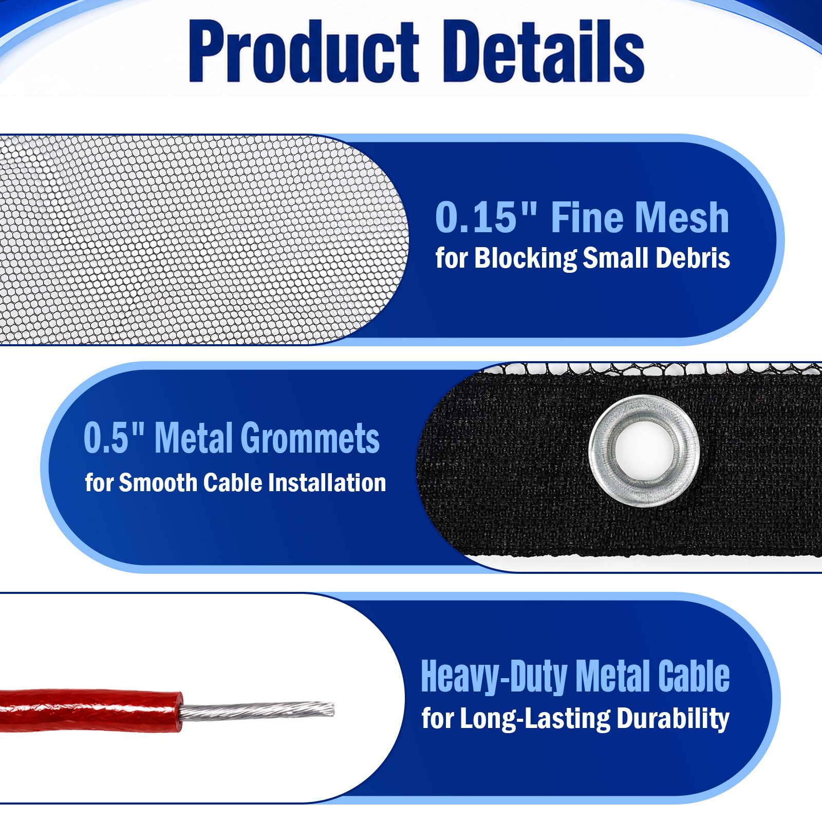 GJL grommet and reinforced stitching detail for durable fastening