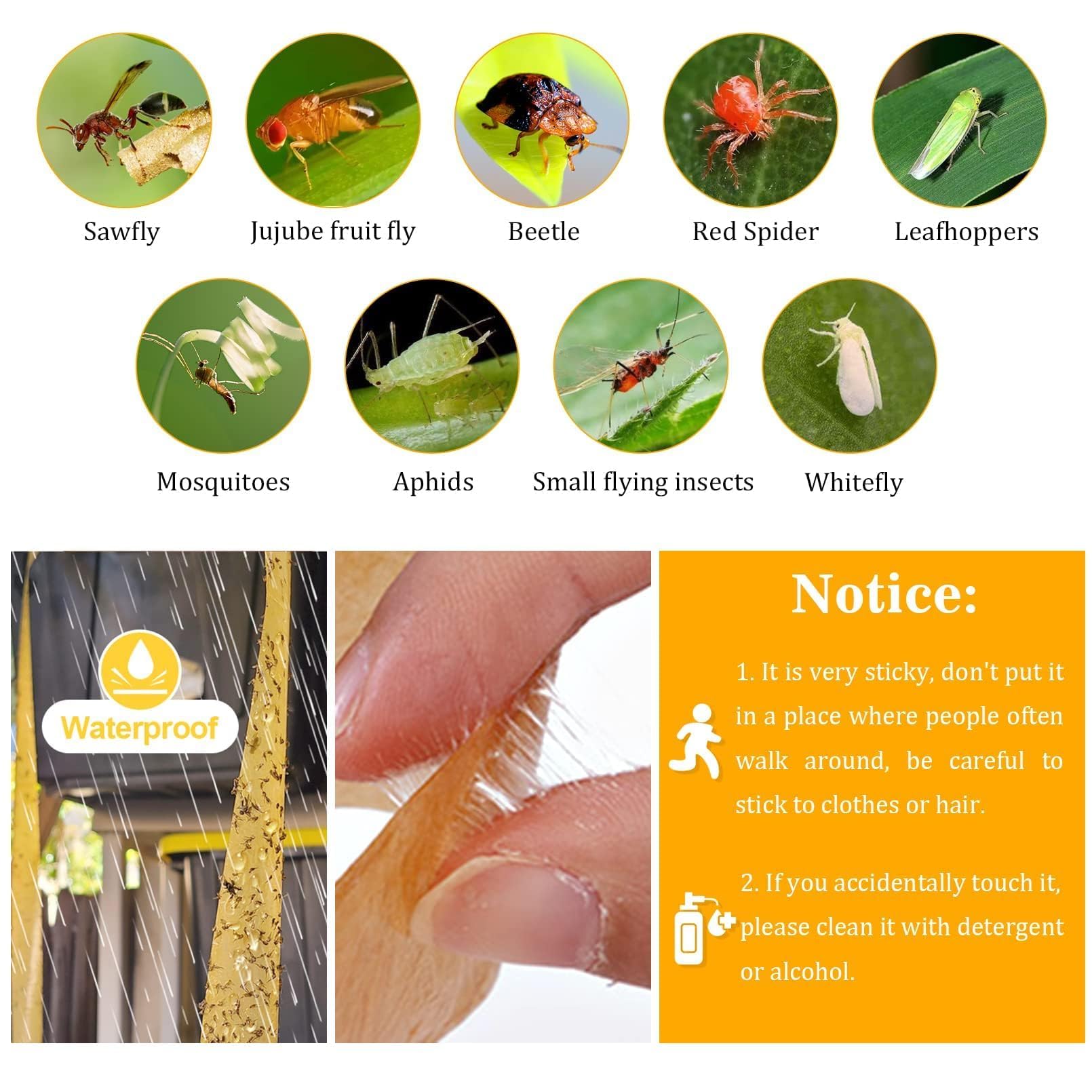 Glovv doubled-sided sticky surface capturing more flying insects