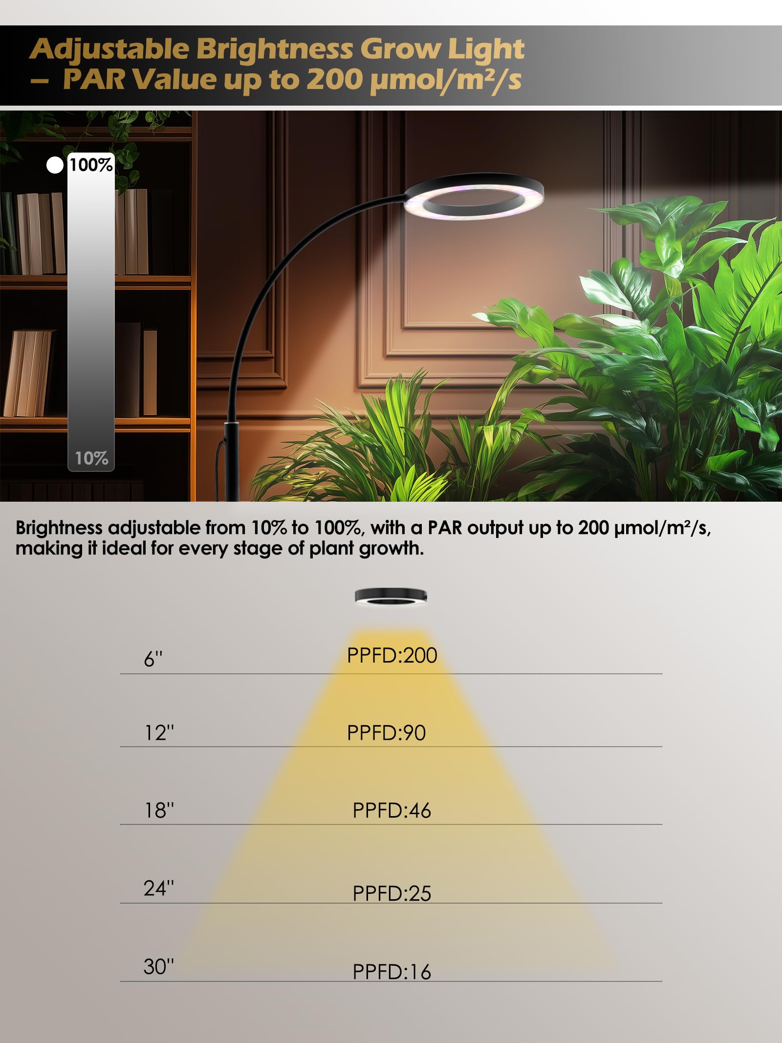GLOWRIUM control panel showing timer and dimming ease