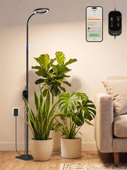 GLOWRIUM front view floor grow light blending with decor and efficient plant lighting