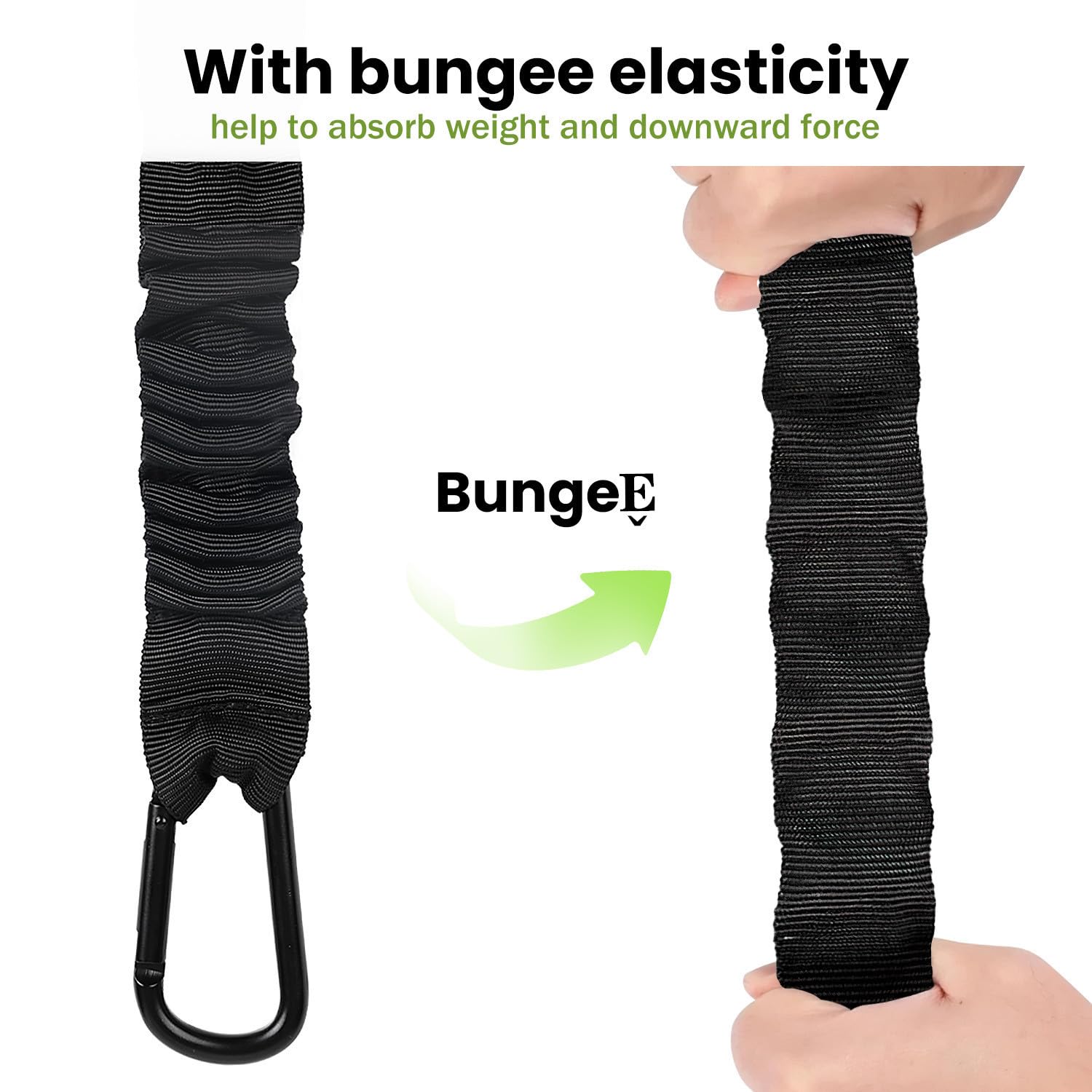 GodFan bungee elastic closeup illustrating shock absorption and reduced jerk