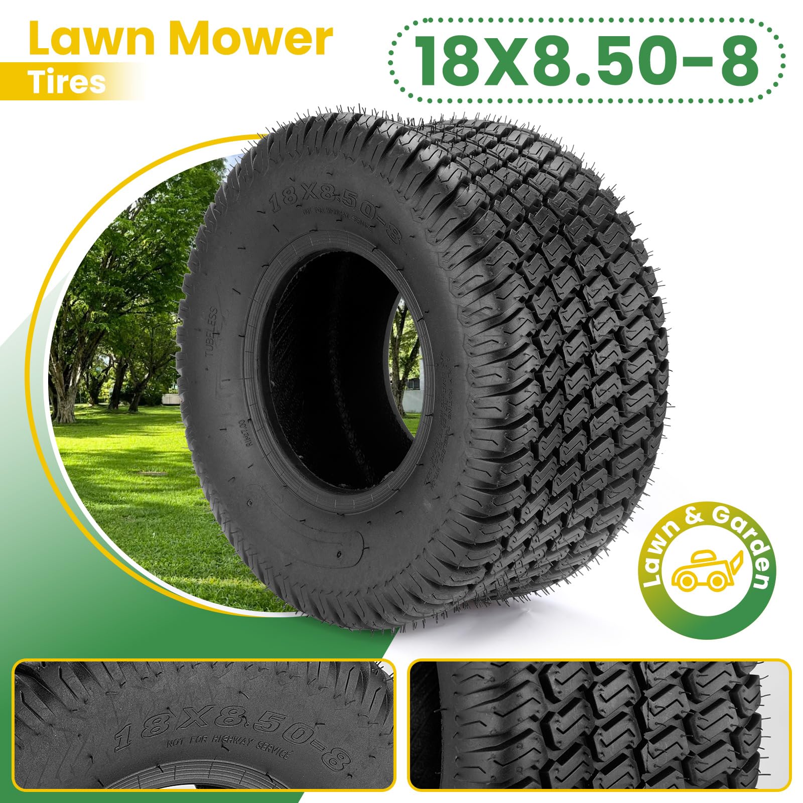 Godhop close-up of P332 tread pattern highlighting turf-friendly, non-marking design