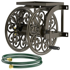 GOFORWILD front view of reel mounted on wall showing neat hose storage