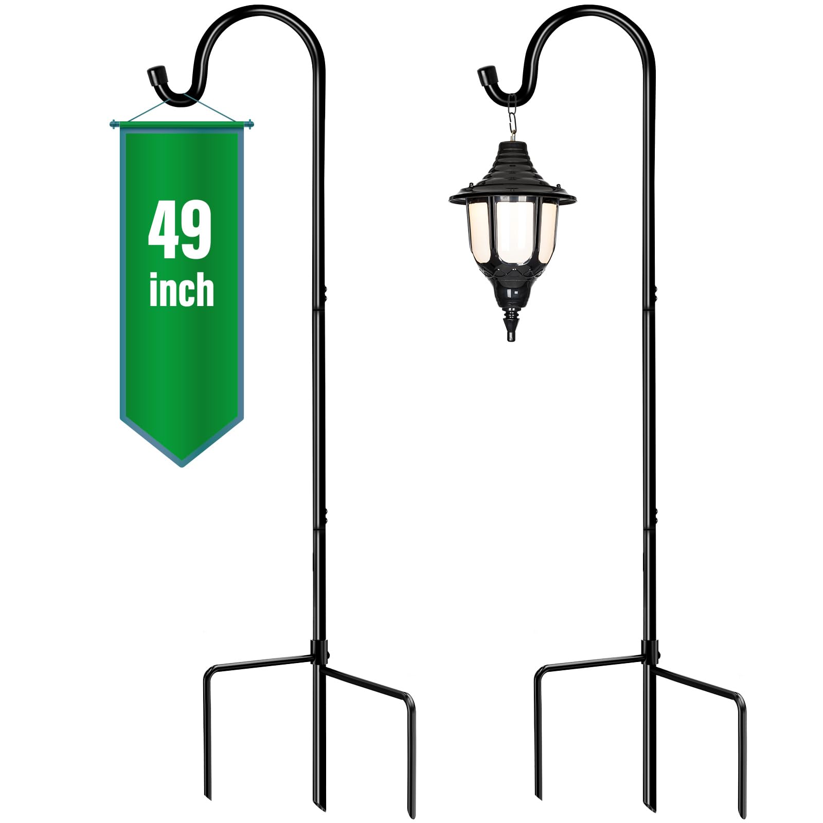 GOFORWILD front view of two shepherd hooks showing sturdy support