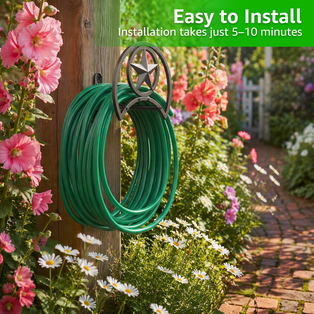 GOFORWILD in garden setting adding decorative charm while organizing outdoor hoses