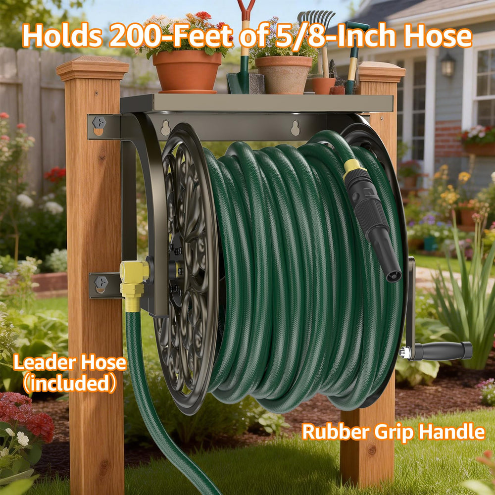 GOFORWILD reel installed in garden setting for tidy, weatherproof storage