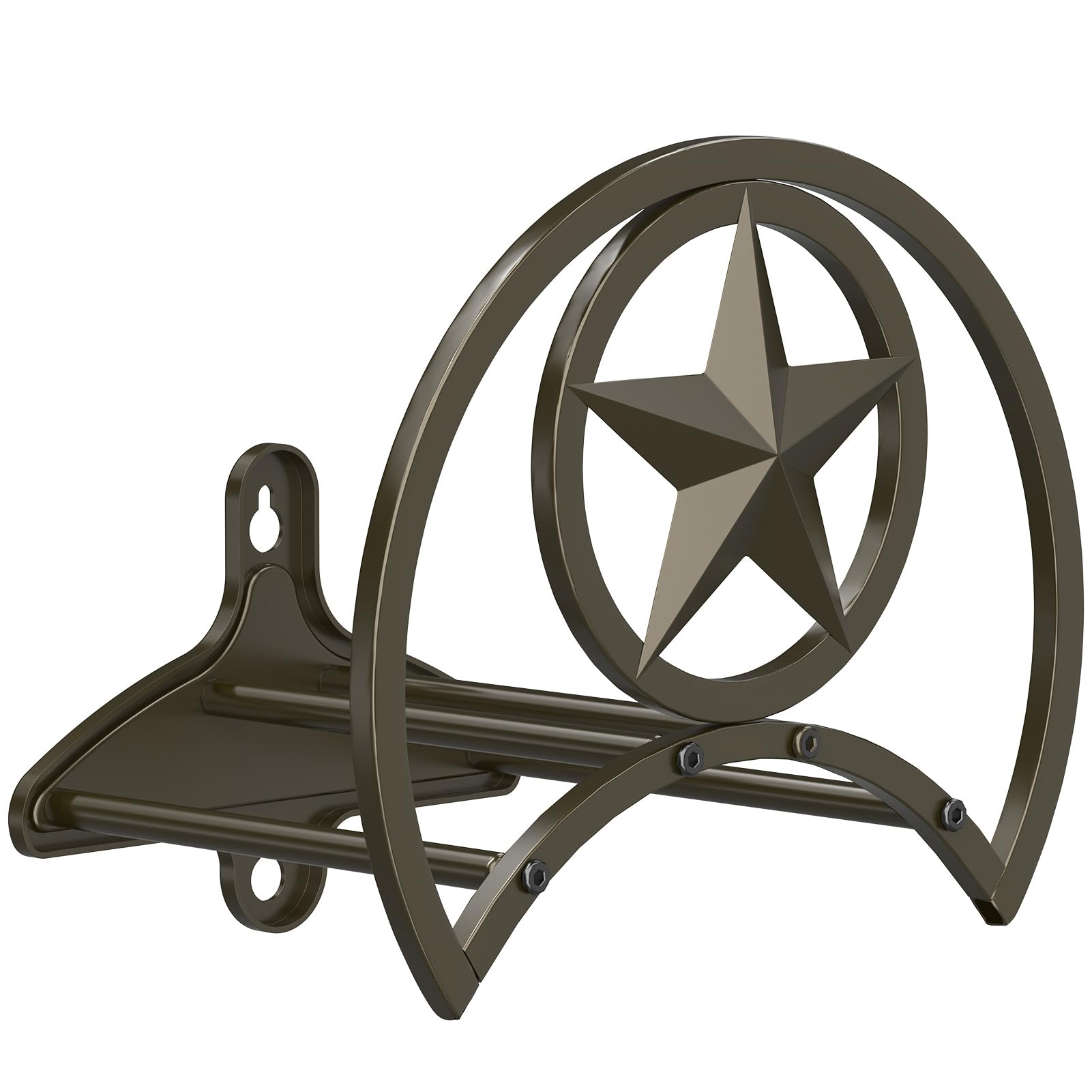 GOFORWILD front view of star hose holder showing sturdy shape and neat storage benefit