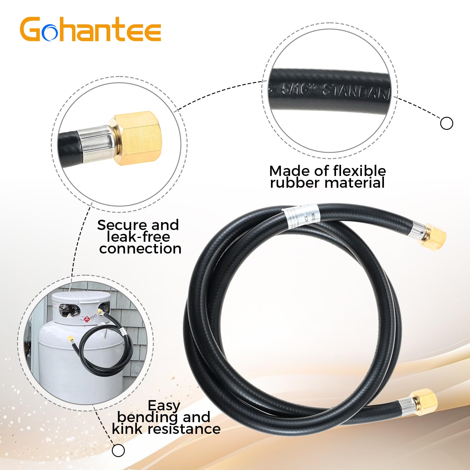 gohantee propane hose connected to a grill outdoors benefit safe, tidy hookup