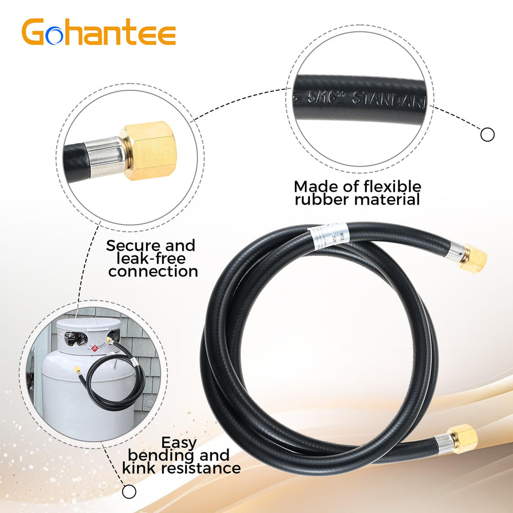 gohantee propane hose connected to a grill outdoors benefit safe, tidy hookup