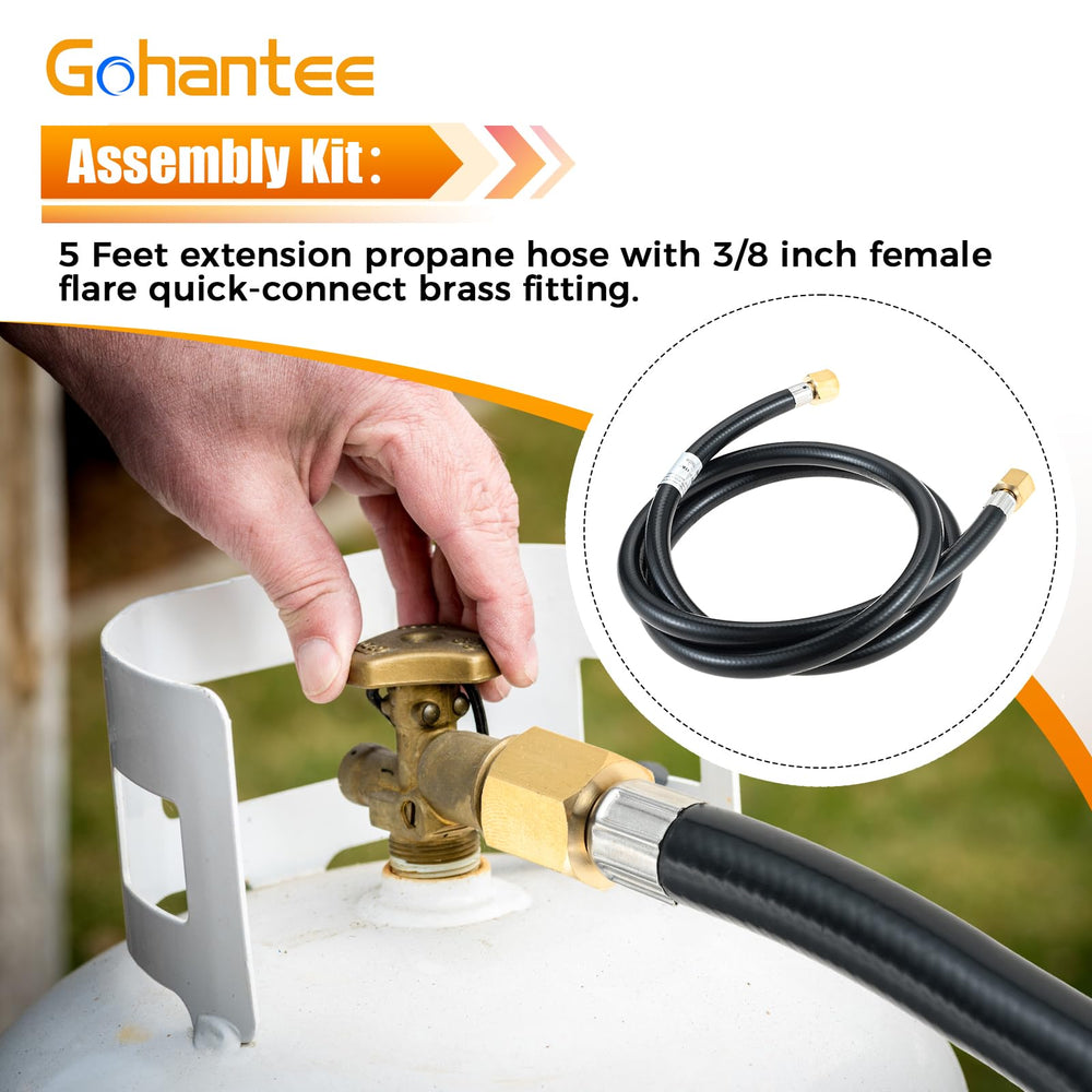 gohantee hose attached to RV appliance demonstrating compatibility benefit reliable fueling