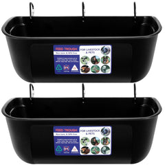 Goovilla front view showing two black troughs and mounting options for cleaner feeding