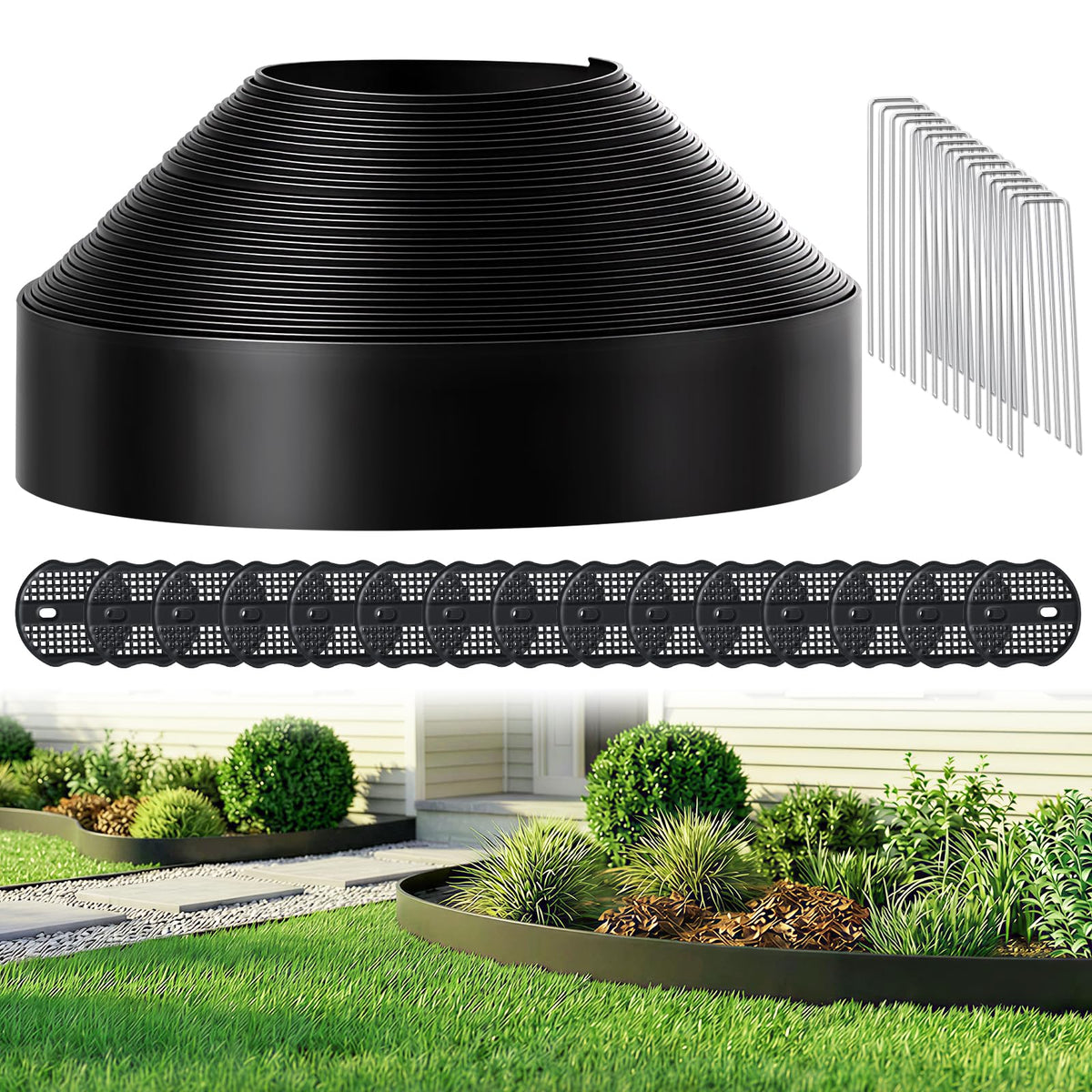 GOTGELIF front packaging showing 100ft roll and stakes for fast setup