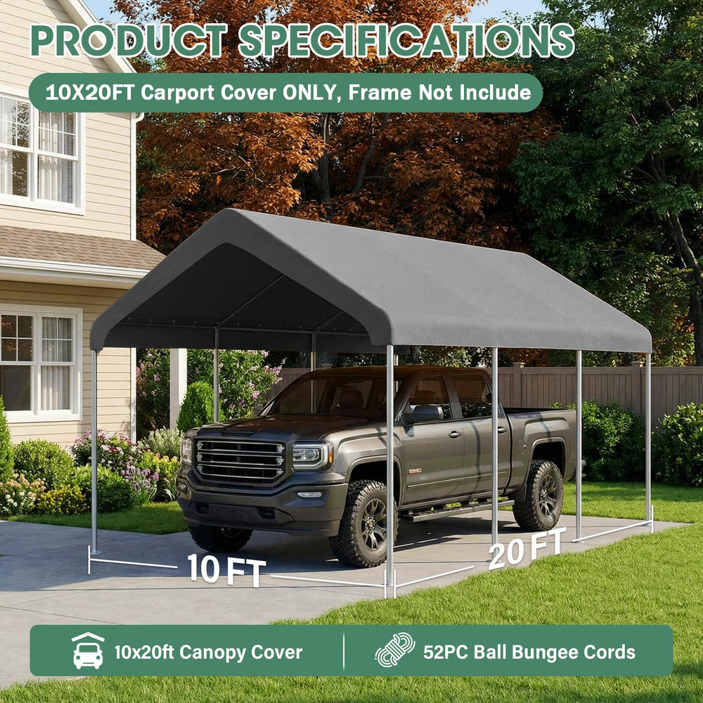 GOTRUTH canopy installed over carport protecting vehicles from elements