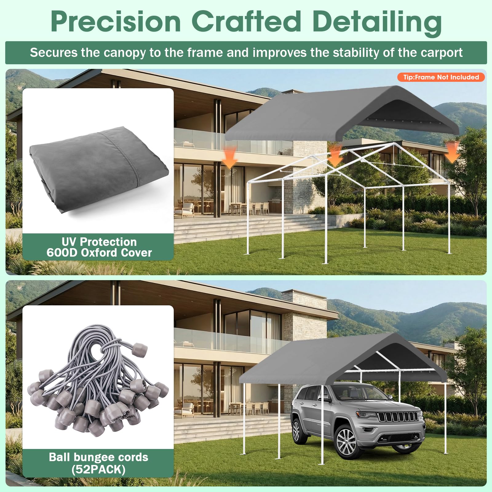 GOTRUTH canopy beside car for size scale and clear coverage benefit