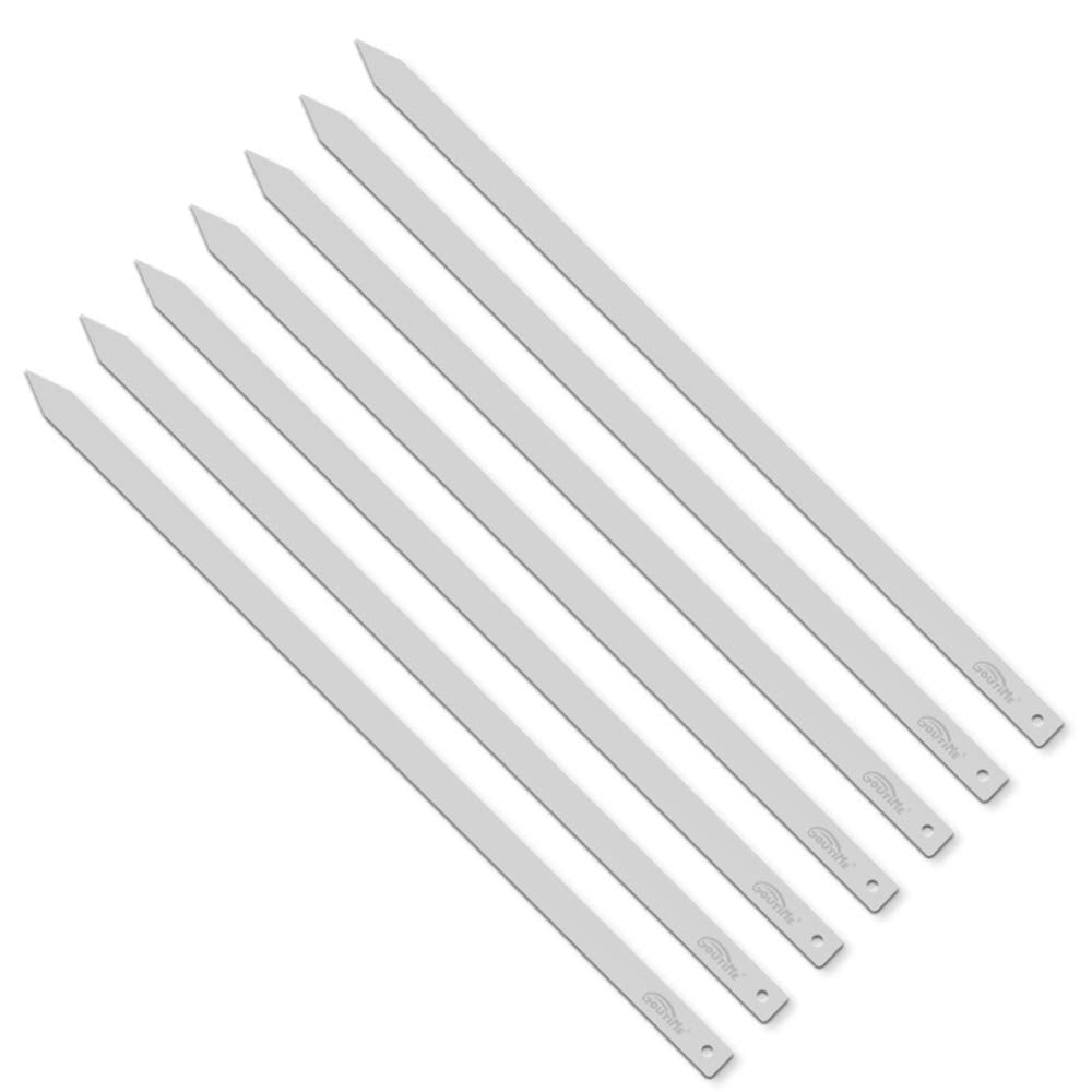 GOUTIME front view of seven 27-inch skewers showing package and set benefit
