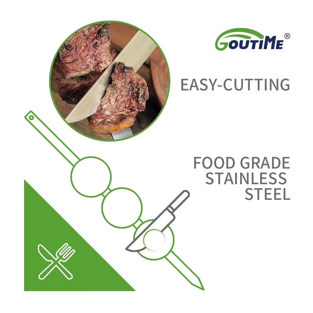 GOUTIME hand holding skewer to show length and safe grill reach