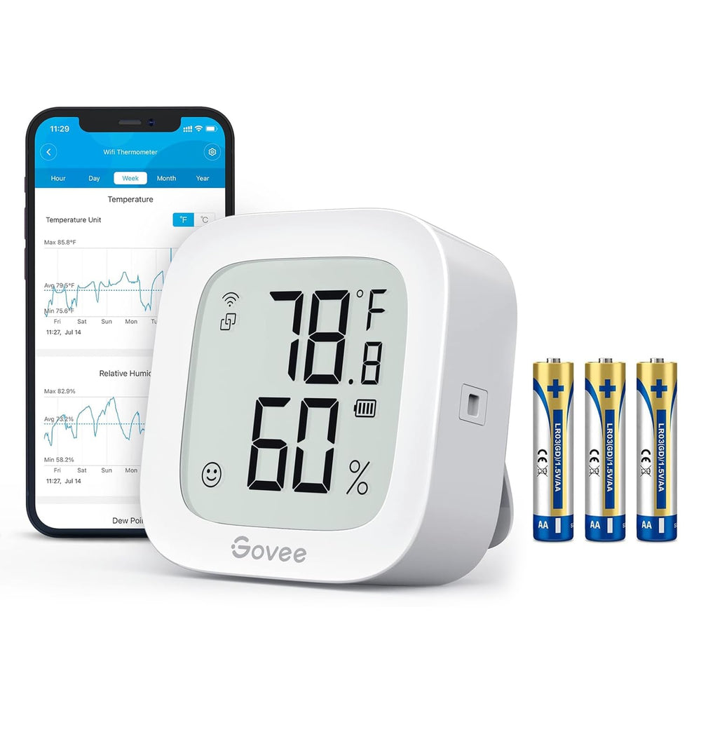 Govee H5103 front display showing clear temperature and humidity readings for easy monitoring