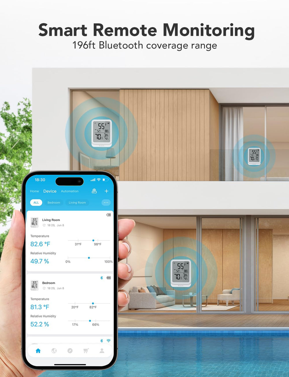Three GoveeLife H5104 units grouped to monitor multiple rooms at once