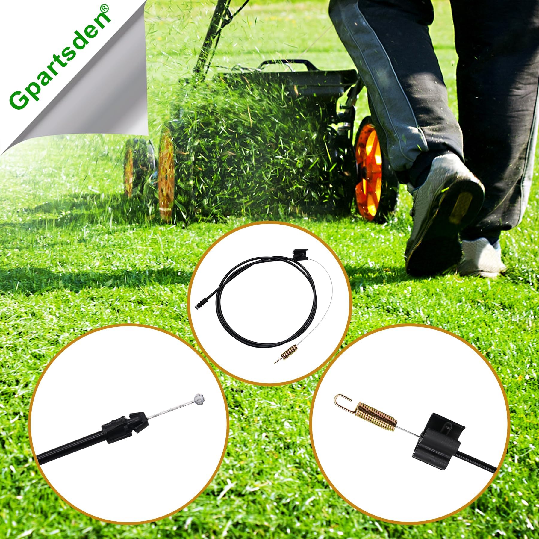 Gpartsden drive cable installed on mower demonstrating proper routing