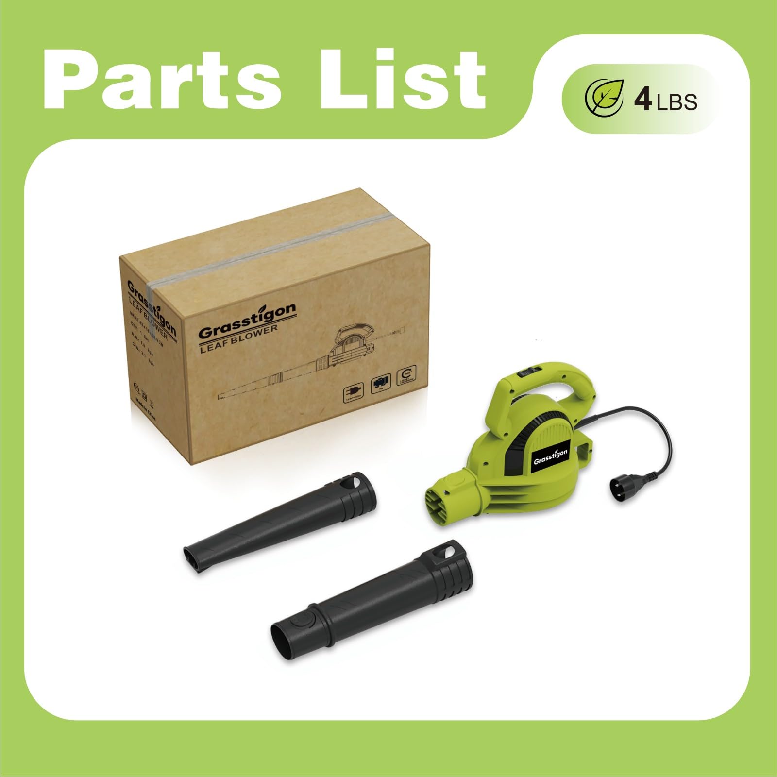 GRASSTIGON packaging with warranty label showing included support benefit