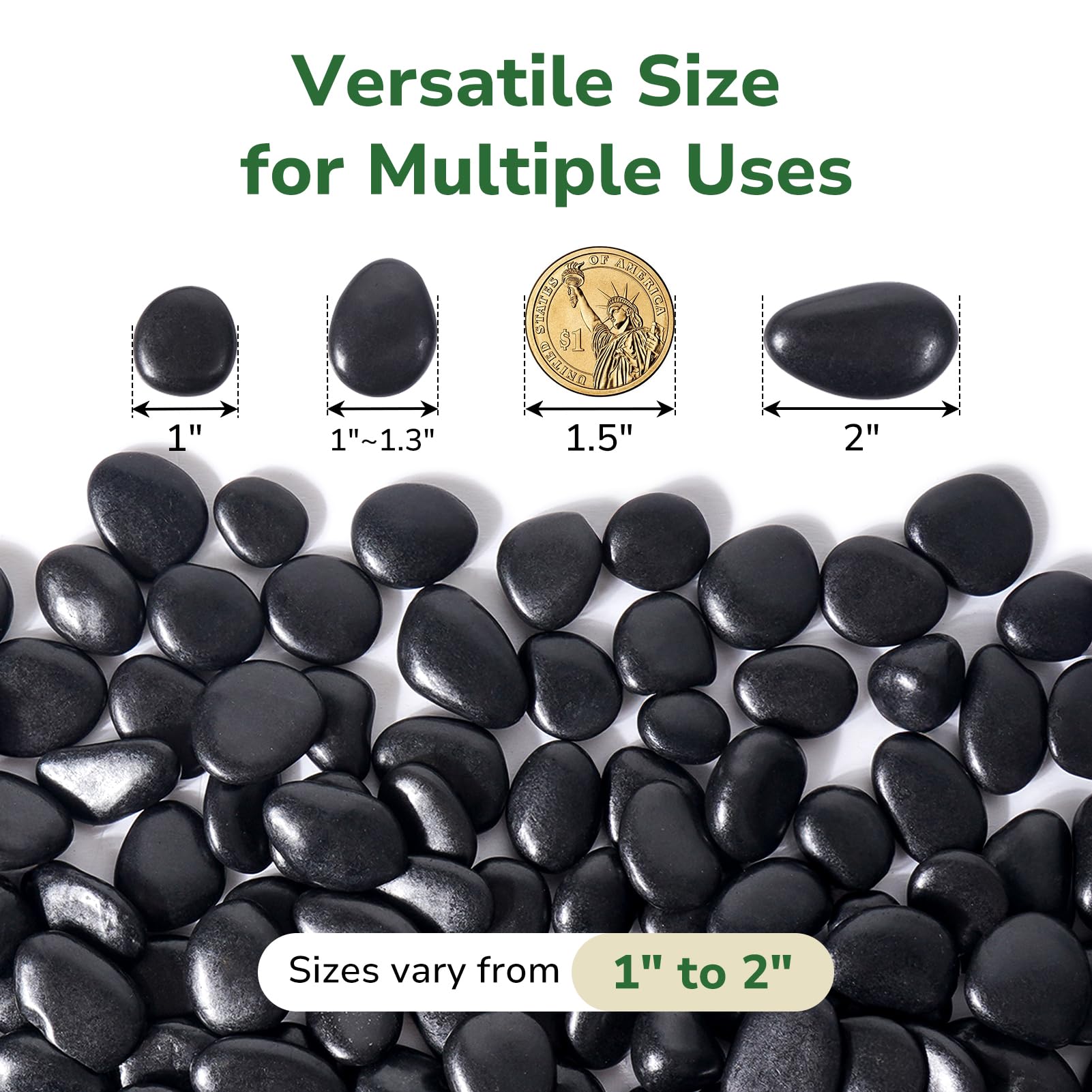 GreatBuddy close-up of pebble texture showing smooth black finish and consistent sizing