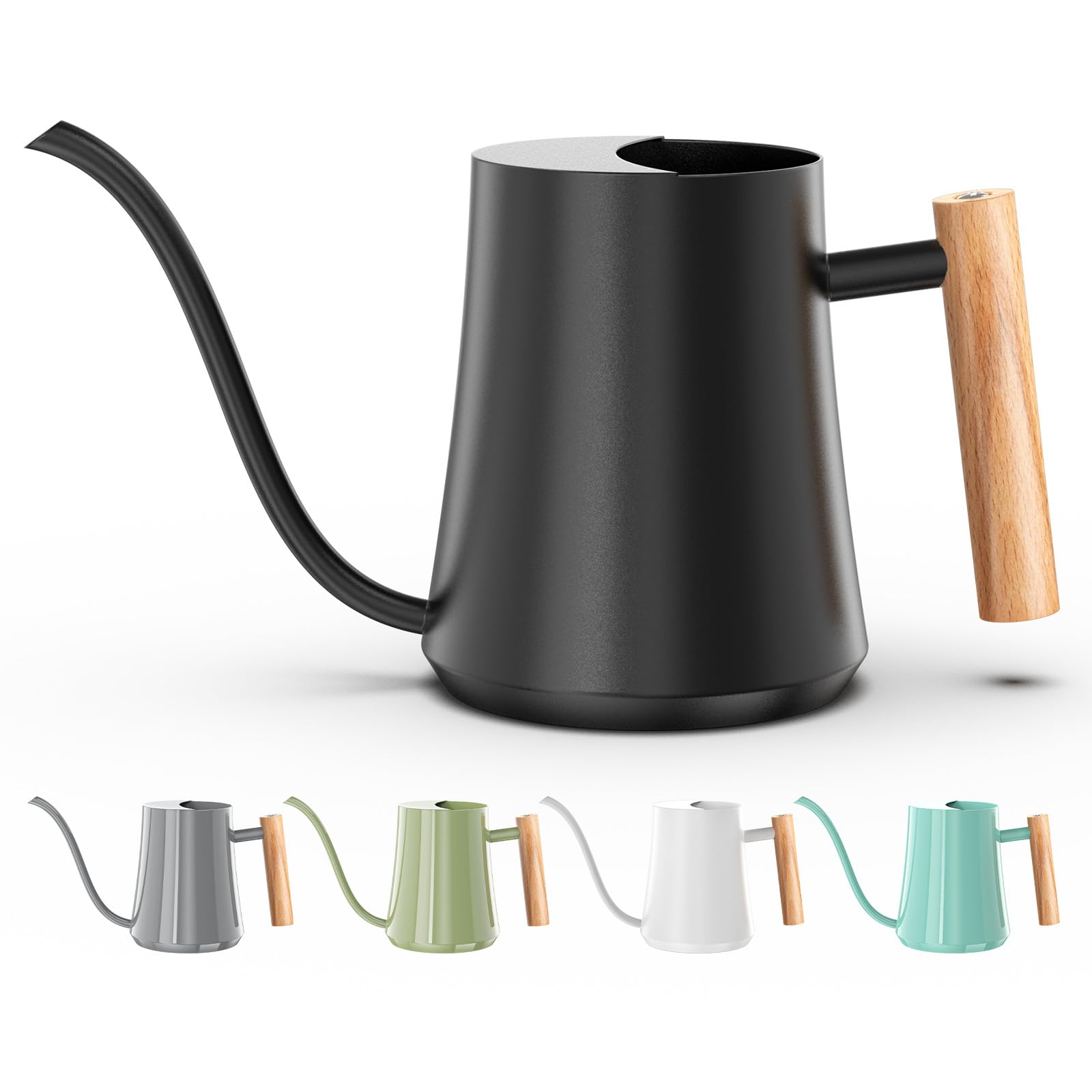 Green Moon front view showing compact metal watering can and neat design benefit