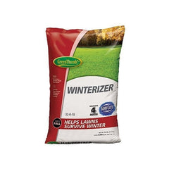 Green Thumb front packaging showing GT58105 winterizer, clear label and coverage benefits
