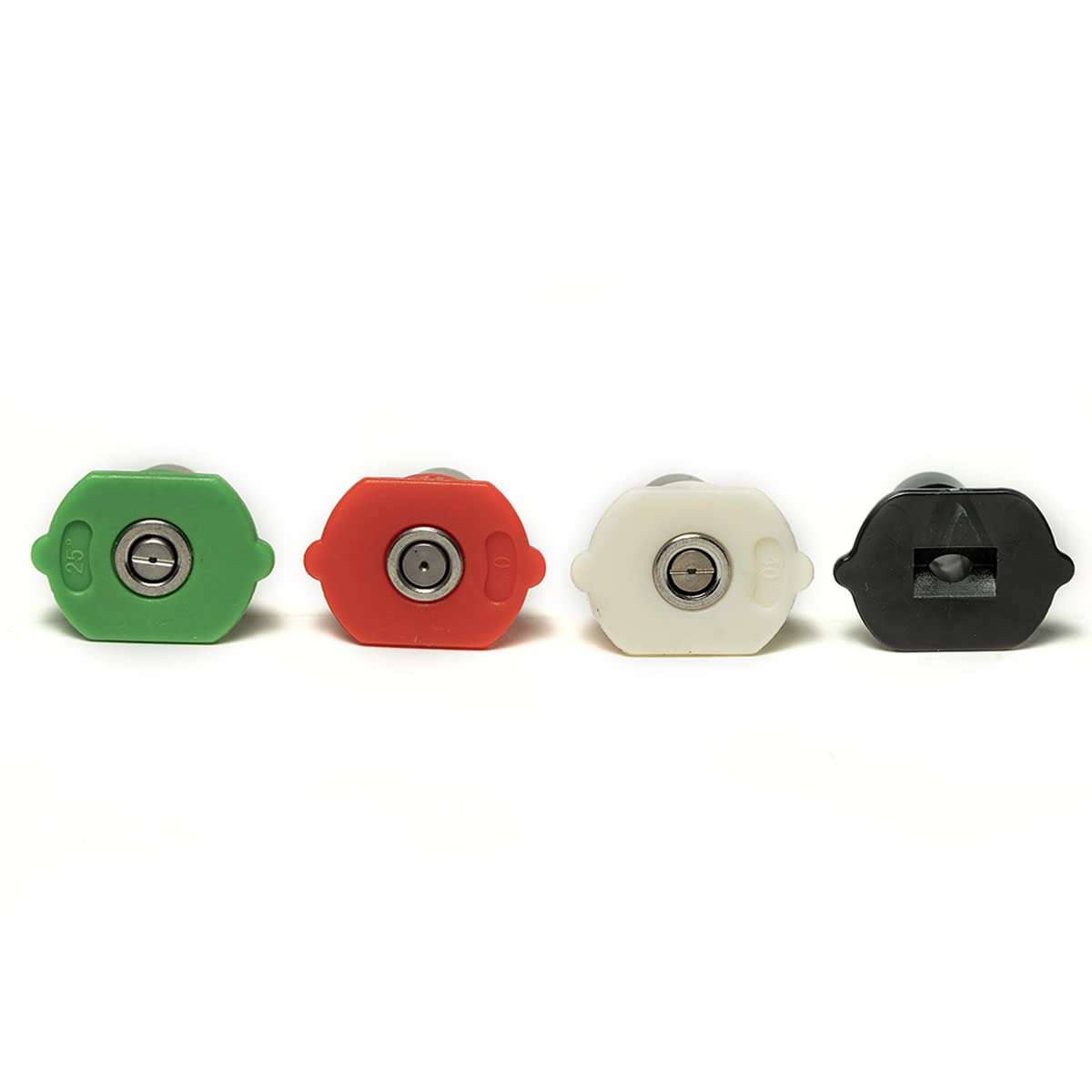 Greenworks close-up of metal and plastic nozzle tips highlighting build detail and durable construction