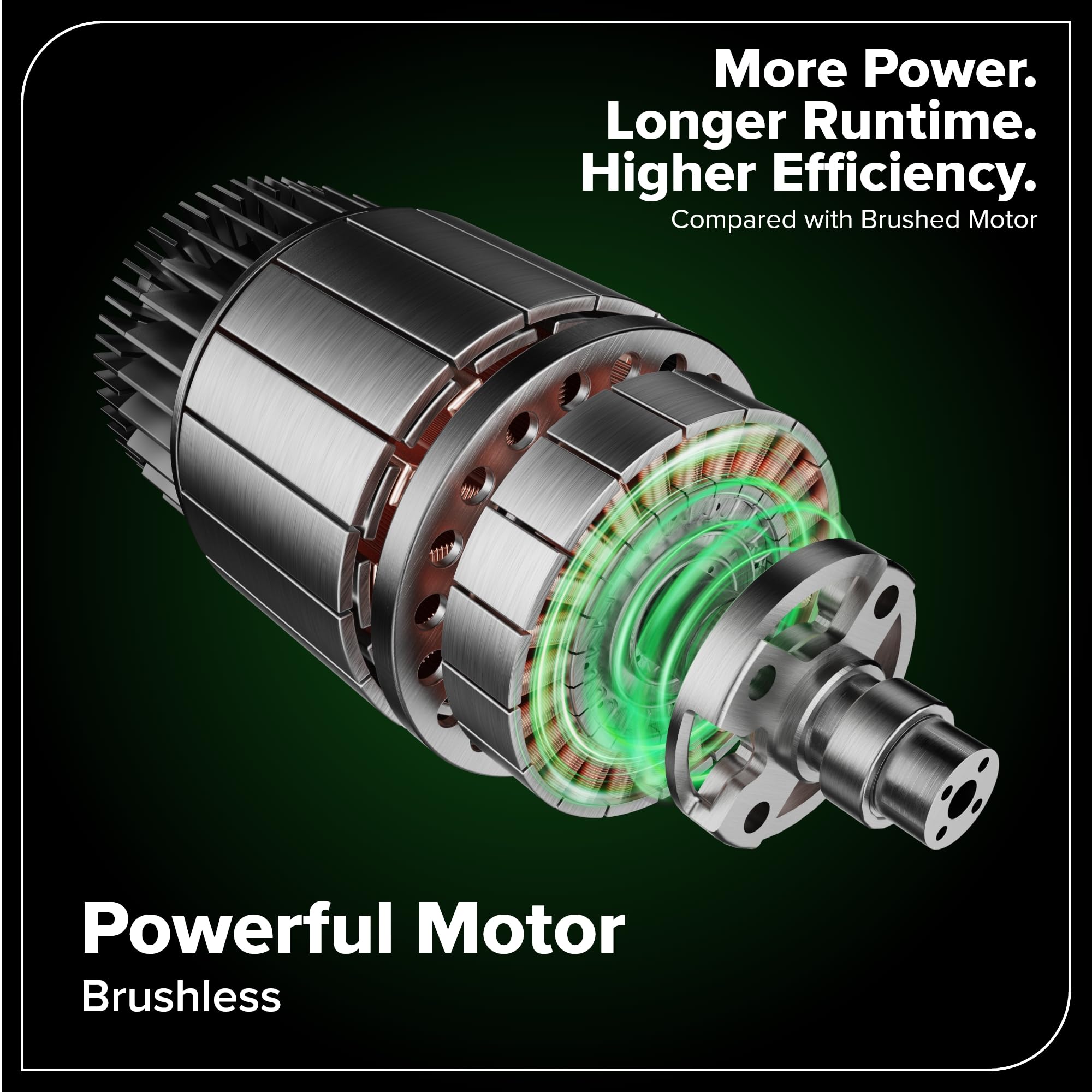 Greenworks concentrator nozzle close-up illustrating focused airflow advantage