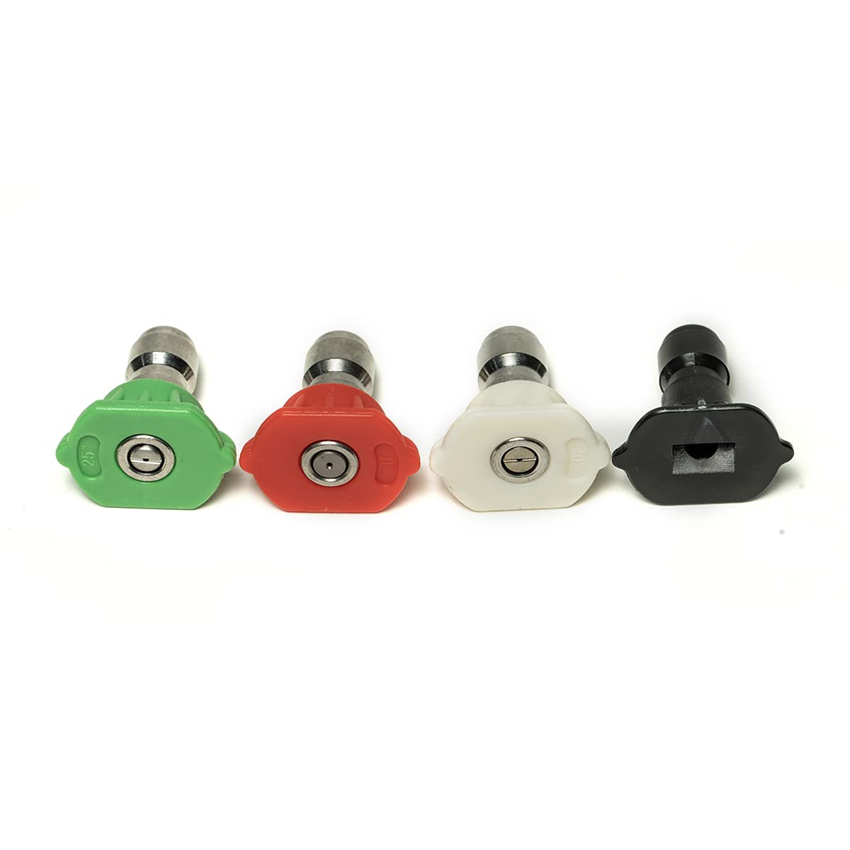Greenworks nozzles installed on pressure washer wand showing how quickly tips swap for faster work
