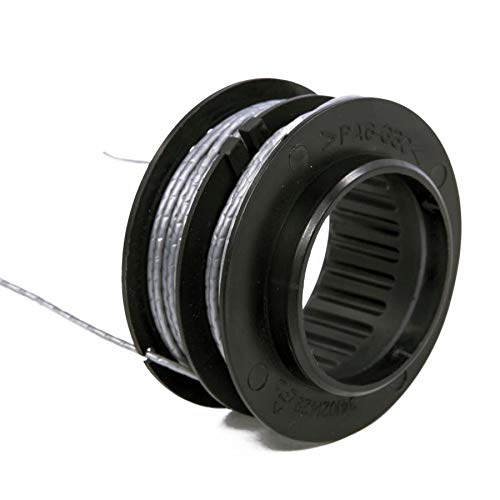 Greenworks spool next to measuring scale, showing correct 0.080" diameter